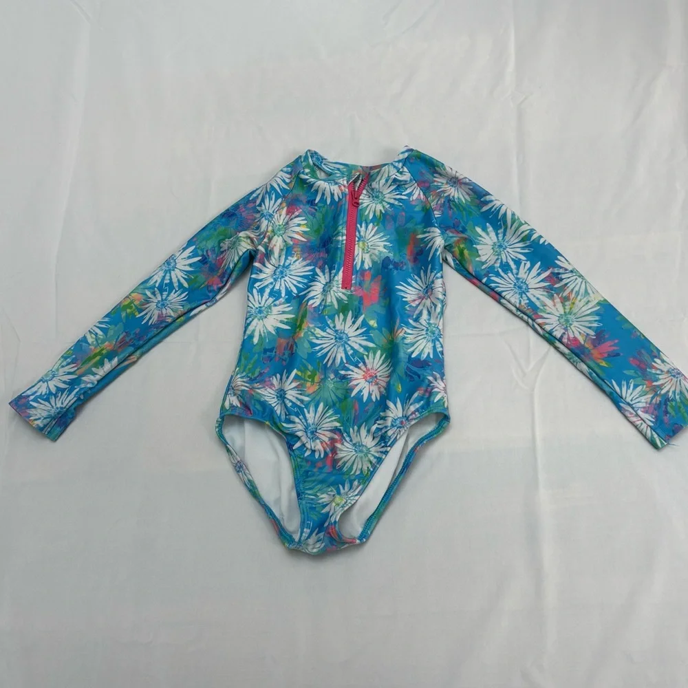 Cat & Jack Blue Floral Swimsuit Long Sleeve